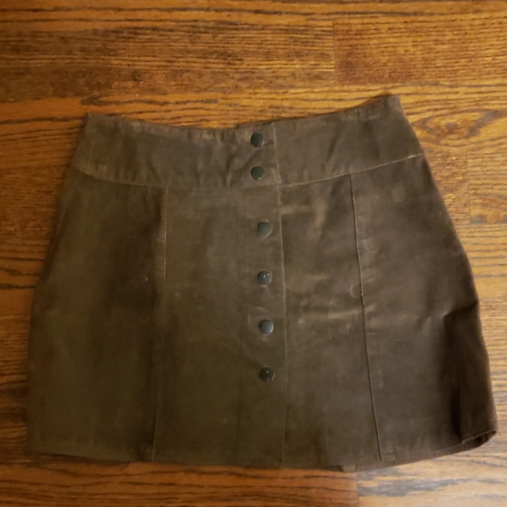 Suede Leather Mini Skirt